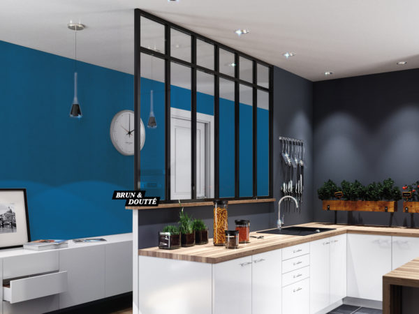 Verrière intérieure en aluminium pour aménagement intérieur lumineux